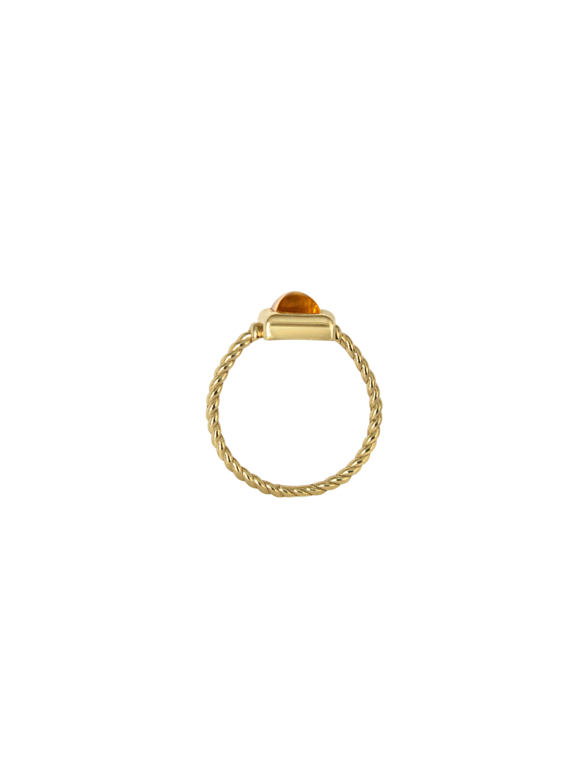 Laura Lombardi gold Quadro Ring with yellow citrine stone.