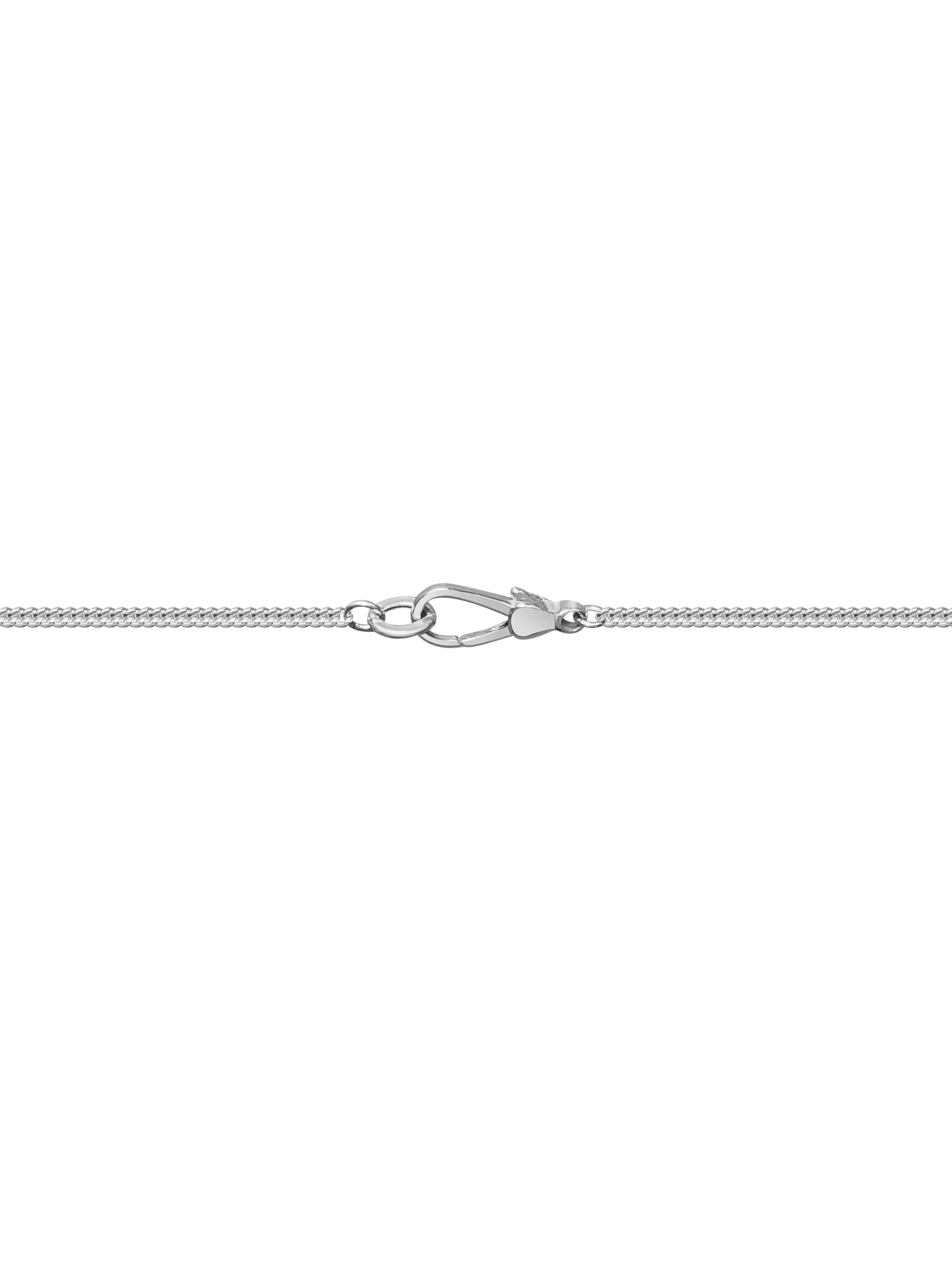 Sterling silver chain with a clasp on a neutral background.