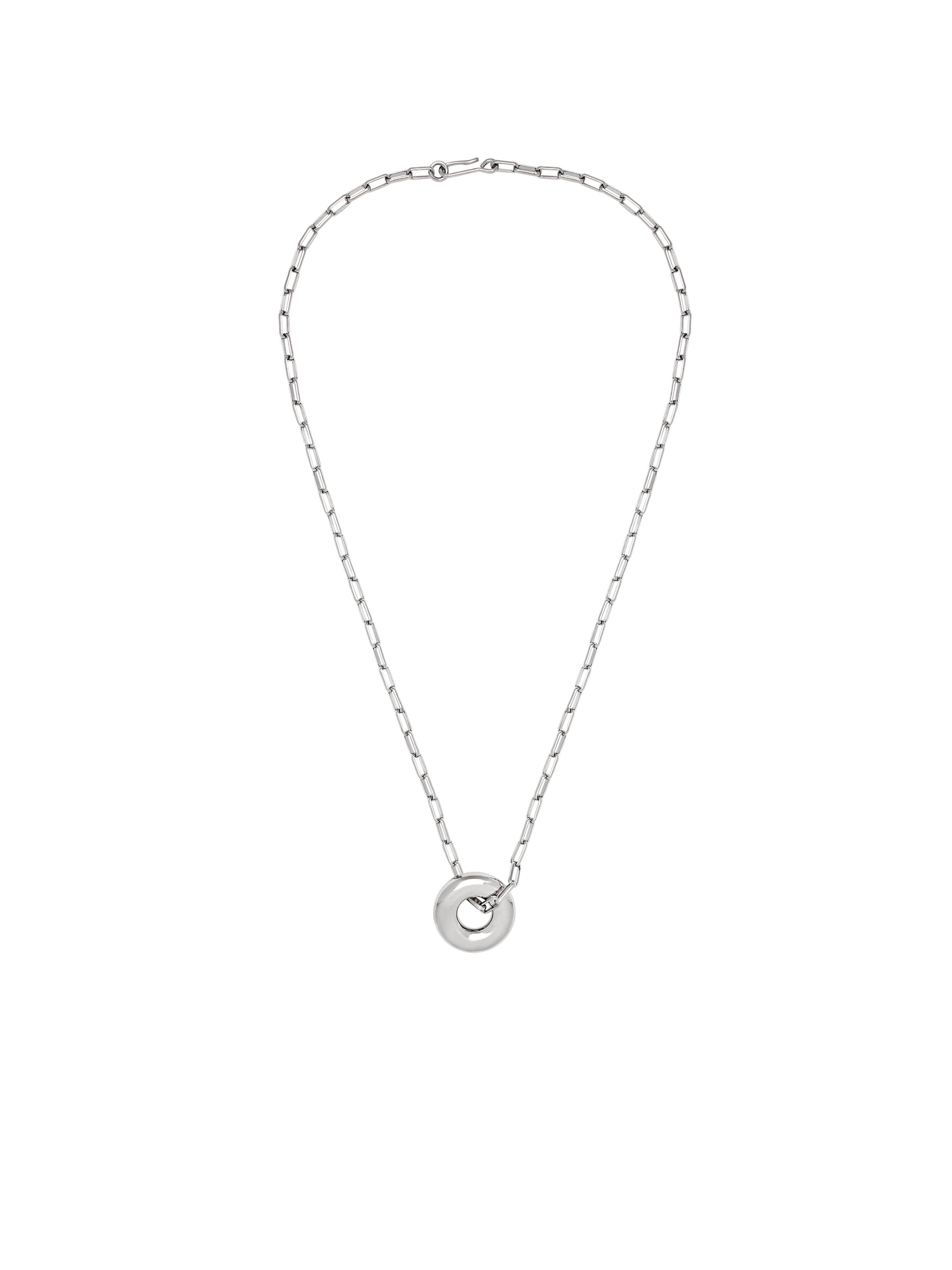 Silver Single Moneta necklace with a round pendant on a silver chain