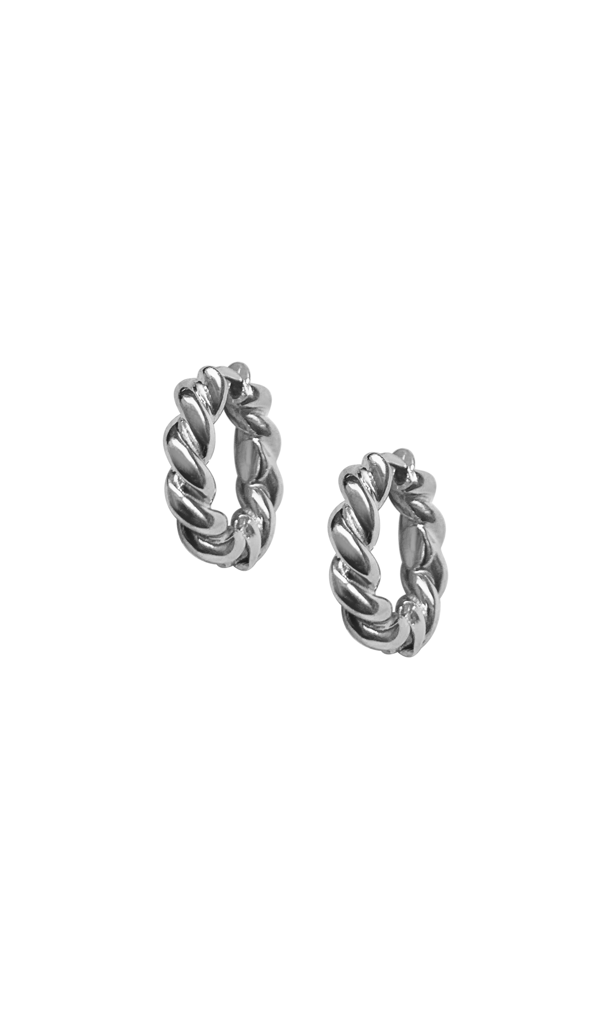 Laura Lombardi 14kt White Gold Twist Hoops.