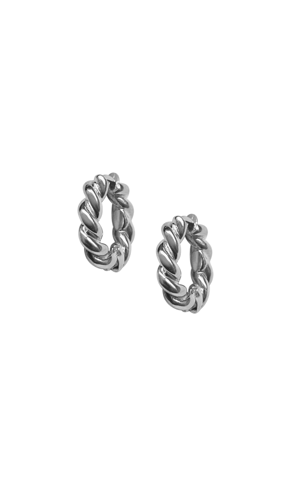 Laura Lombardi 14kt White Gold Twist Hoops.