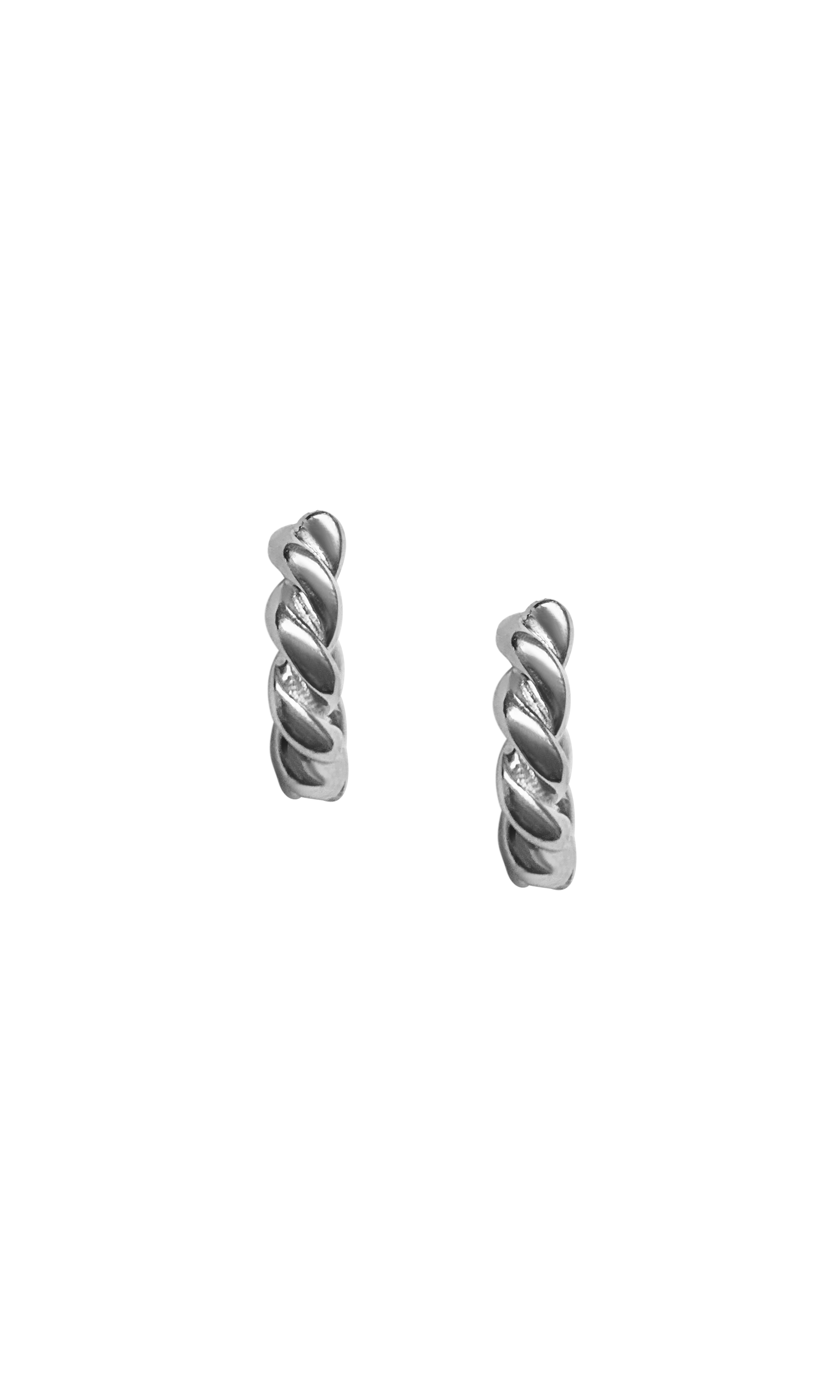 Laura Lombardi 14kt White Gold Twist Hoops.