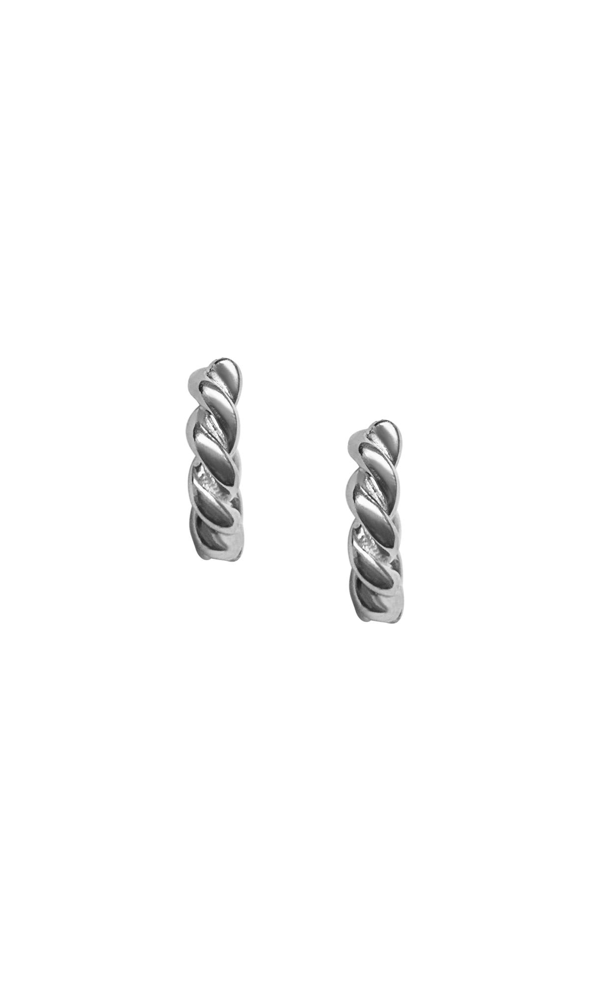Laura Lombardi 14kt White Gold Twist Hoops.